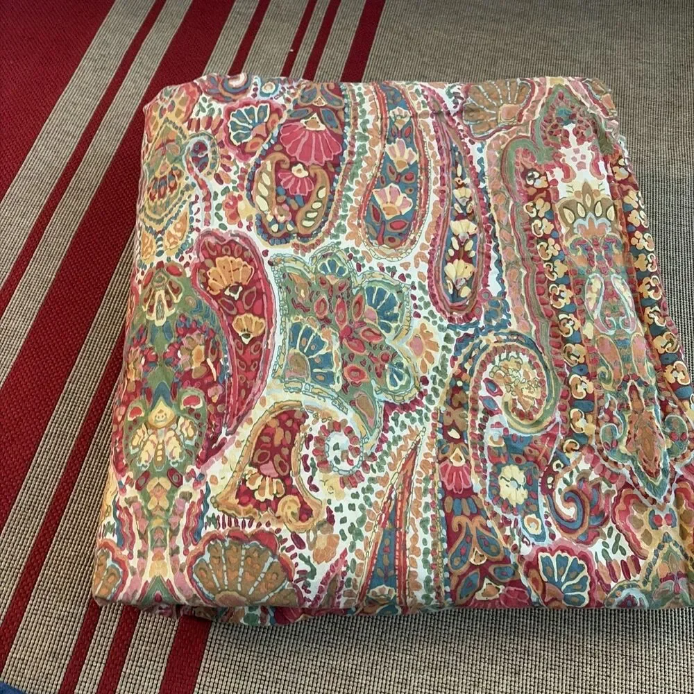 Pottery Barn Rosalie Paisley Full/Queen Duvet Cover 2013 Israel Red Orange